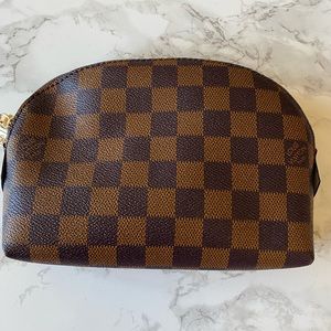 Checkered cosmetic pouch